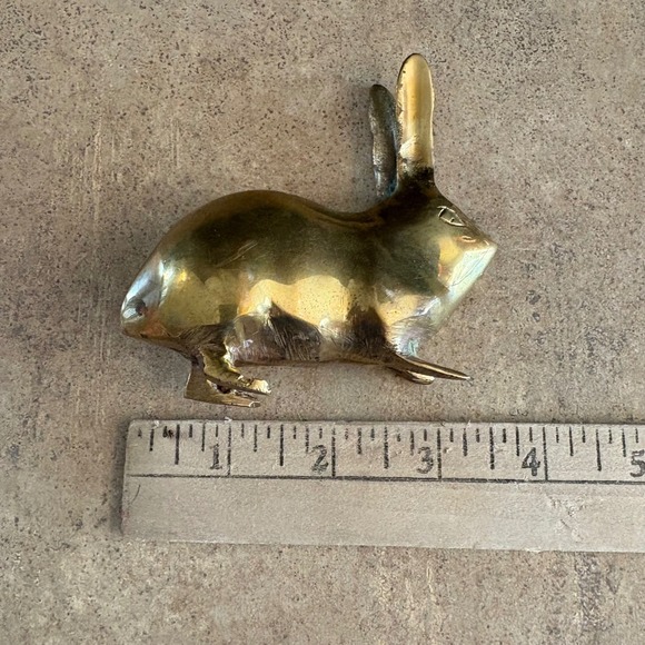 Vintage Brass Bunny Rabbit Figurine Statue Collectible Decor Paper Weight - Picture 4 of 5